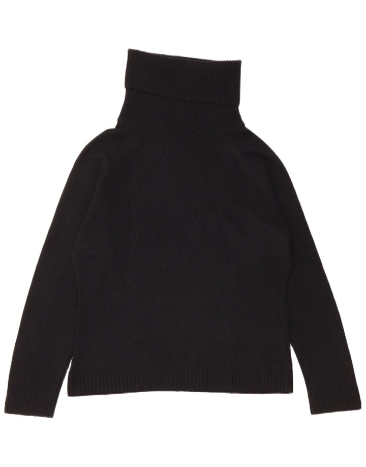 Maglione maglione da donna a collo alto Benetton UK 16 grande lana vergine nera