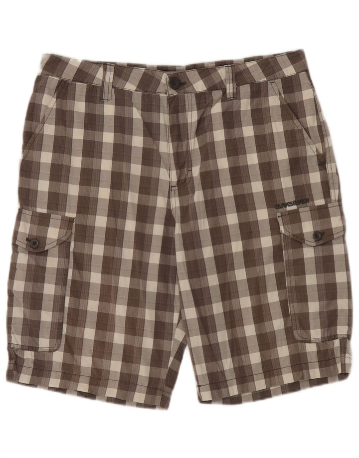 Pantaloncini cargo da uomo Quiksilver W32 in cotone a quadri marrone medio