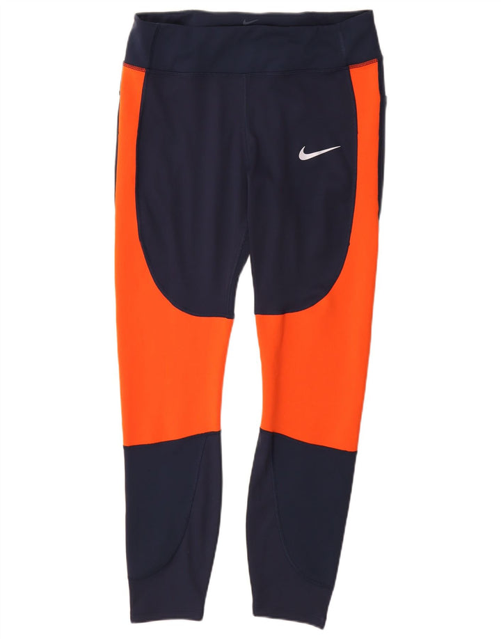 Leggings da donna Nike UK 14 Large Blu Navy Colourblock Poliestere