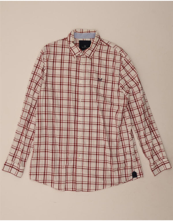Crew Clothing Camicia da uomo dalla vestibilità classica XL in cotone a quadri bianchi