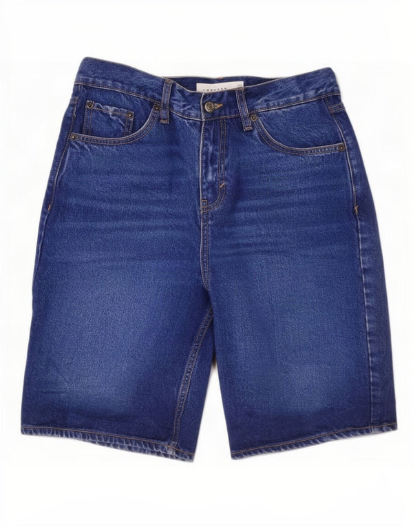 Pantaloncini di jeans da donna Topshop UK 10 piccoli W27 cotone blu