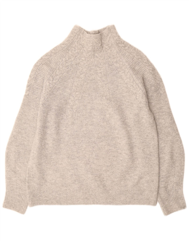 Maglione maglione da donna con collo alto Topshop UK 10 piccolo grigio screziato