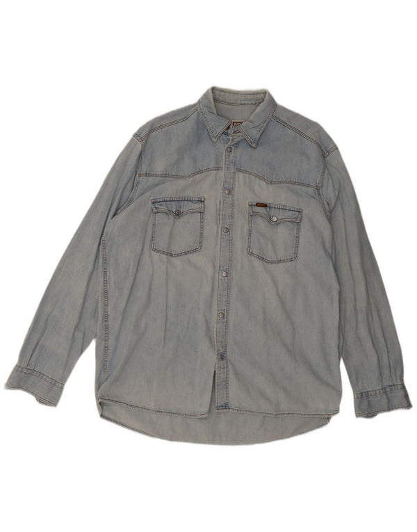 Camicia di jeans da uomo Rifle XL in cotone blu