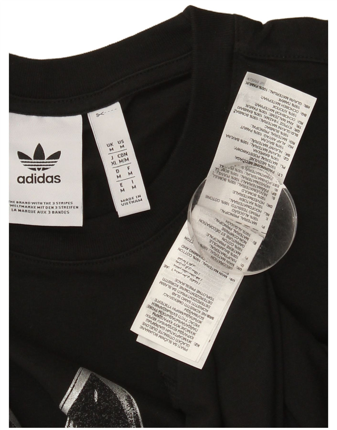 ADIDAS Mens Graphic T-Shirt Top Medium Black Cotton