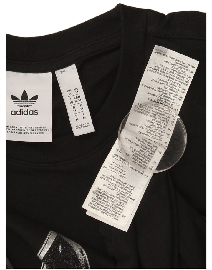 ADIDAS Mens Graphic T-Shirt Top Medium Black Cotton