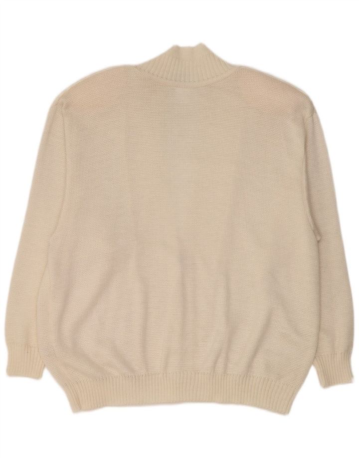 Maglione cardigan oversize da donna Canda UK 16 grande acrilico bianco sporco