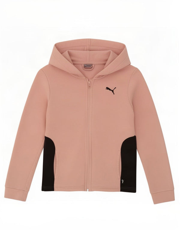 Felpa con cappuccio e zip per ragazze Puma 11-12 anni Sport in cotone color block rosa