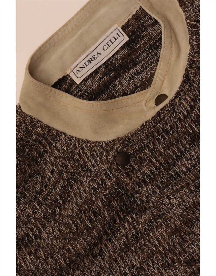 Maglione cardigan da uomo Andrea Celli piccolo marrone screziato