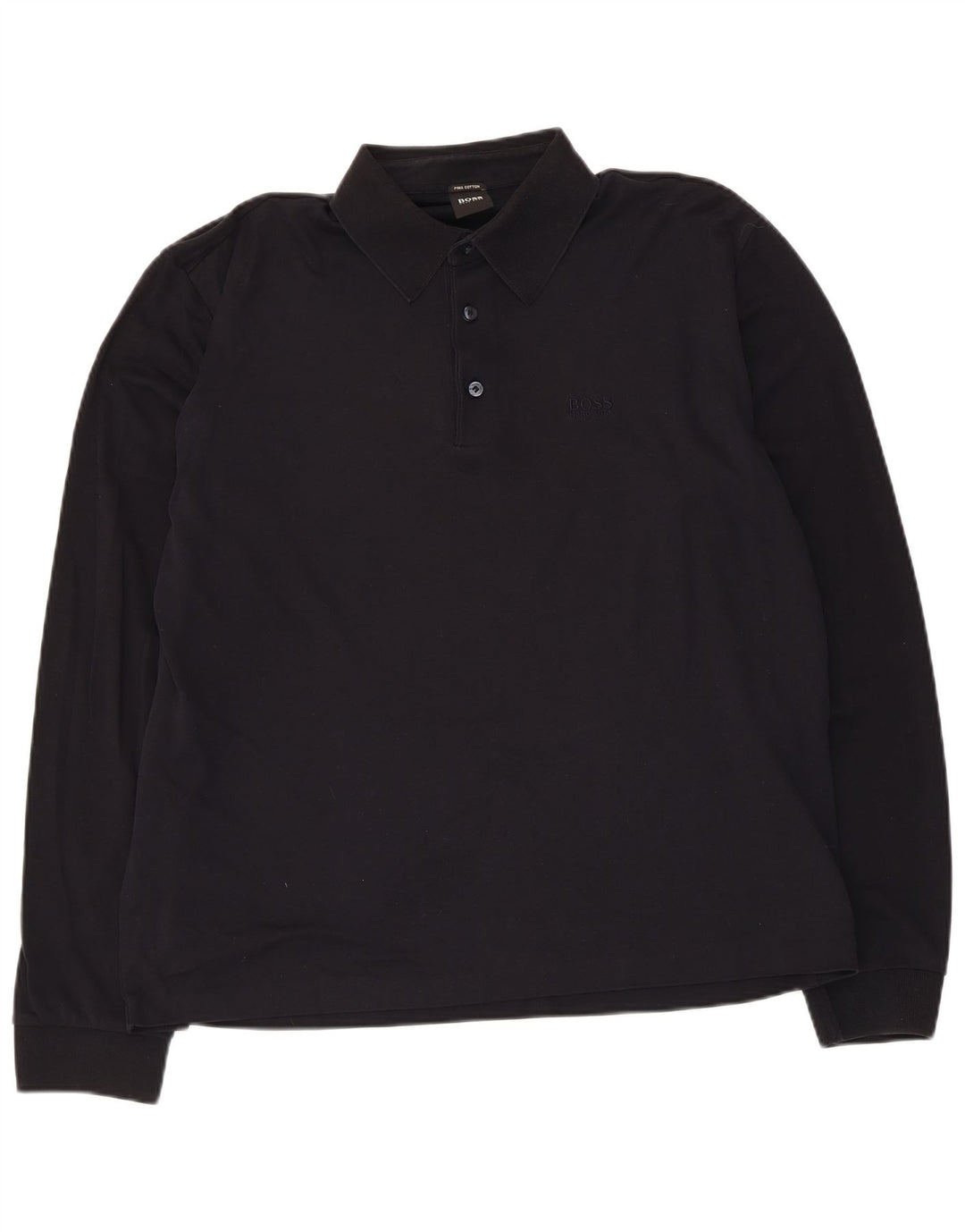 Polo da uomo a maniche lunghe Hugo Boss in cotone nero medio