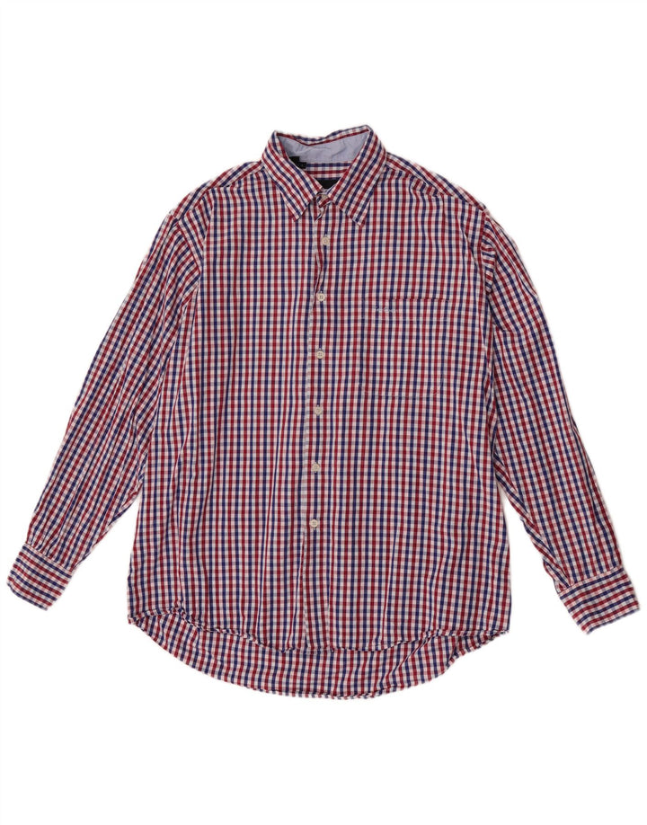 Camicia da uomo Pierre Cardin grande in cotone a quadretti rossi
