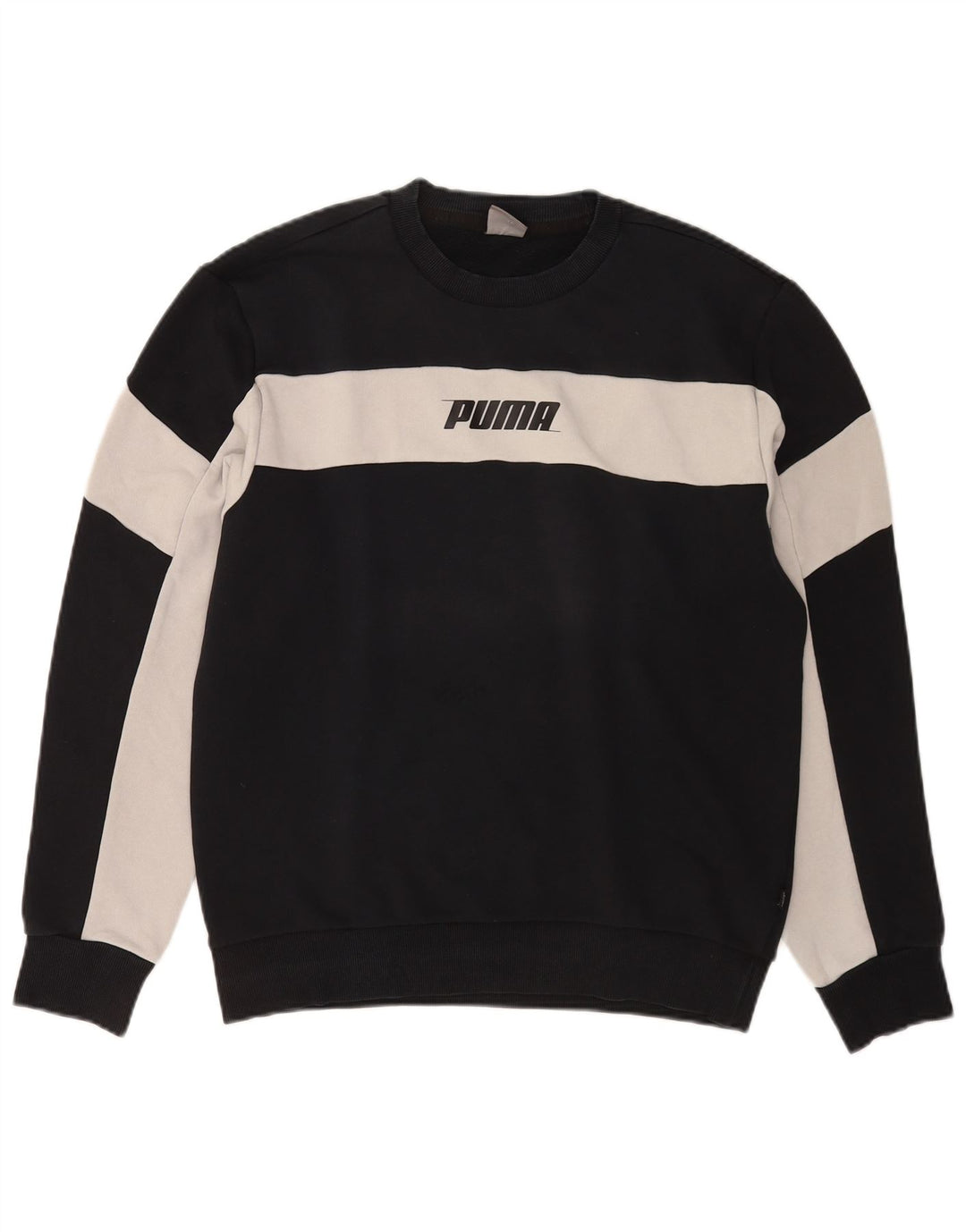Felpa da uomo Puma Maglia media nera in cotone color block