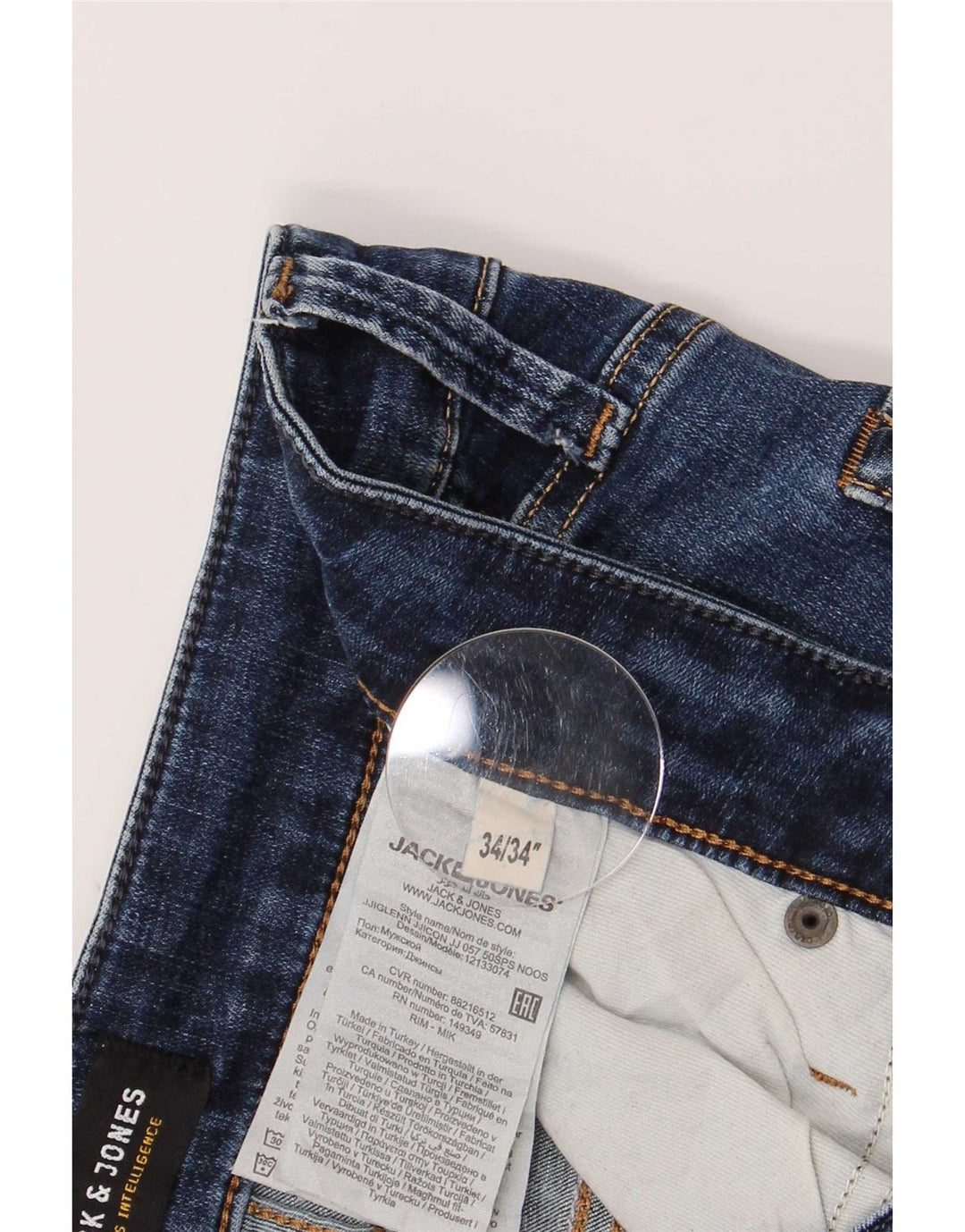 Jack & Jones Uomo GLENN Slim Jeans W34 L34 Cotone Blu