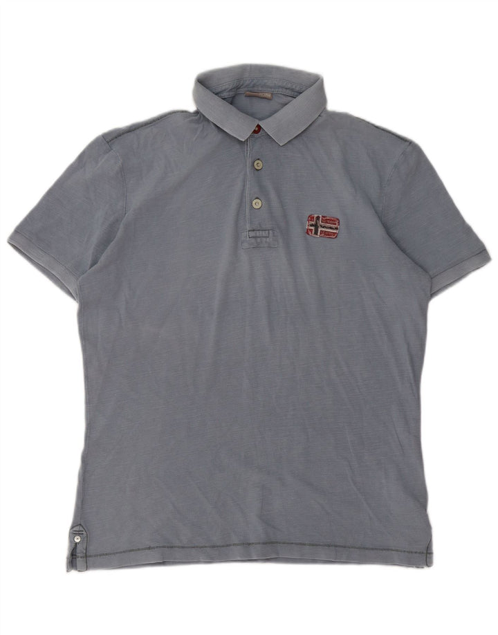 Polo da uomo Napapijri in cotone blu medio