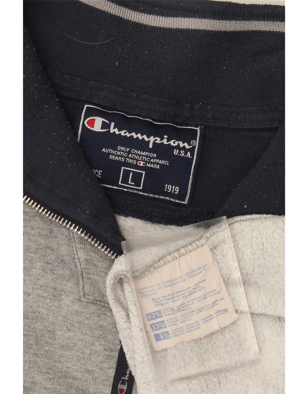 CHAMPION Felpa da uomo con collo con zip, maglione grande, cotone grigio