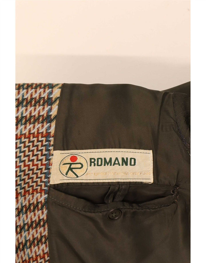 Giacca Blazer da Uomo a 3 Bottoni Romano IT 46 Piccolo Pied De Poule Marrone