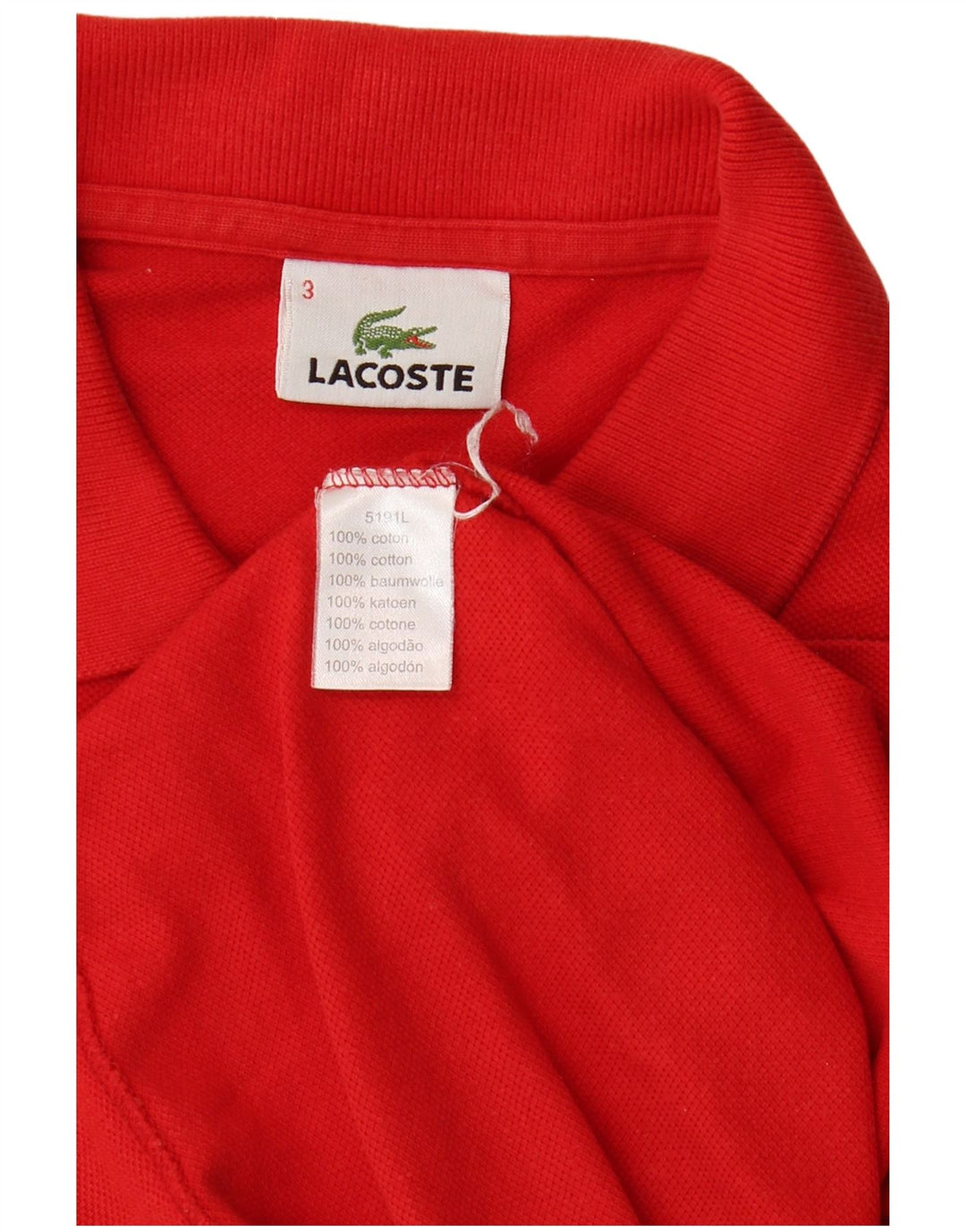 Polo da uomo LACOSTE taglia 3 piccola in cotone rosso