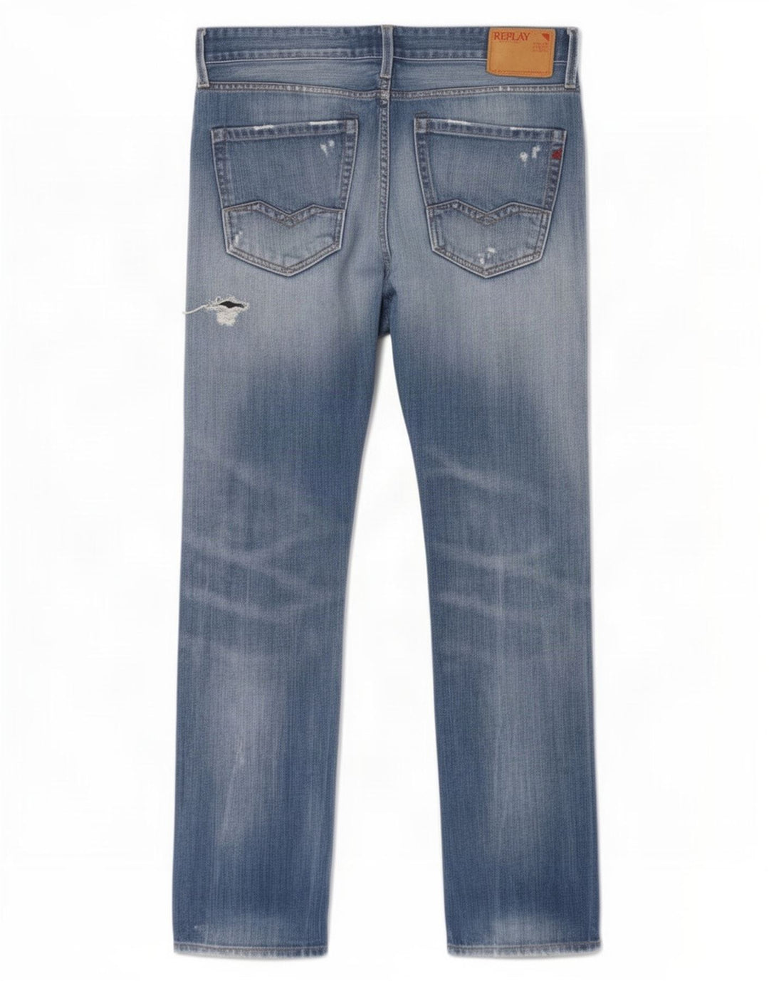 Replay Jeans dritti invecchiati Waitom da uomo W31 L32 in cotone blu
