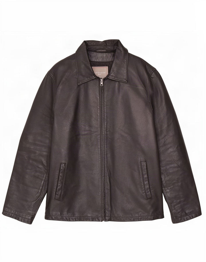 Giacca in pelle vintage da uomo IT 48 media nera