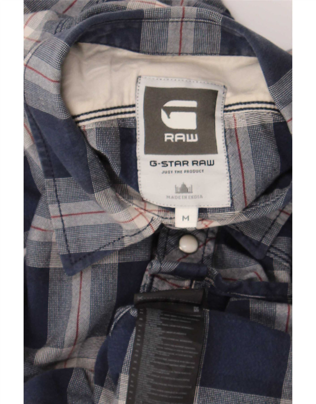 Camicia western da uomo G-Star in cotone a quadri blu medio