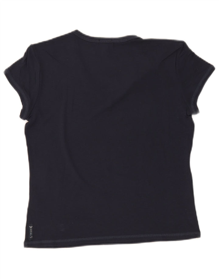 ARMANI JEANS T-shirt Crop da Donna Top IT 44 Medio Blu Navy Viscosa