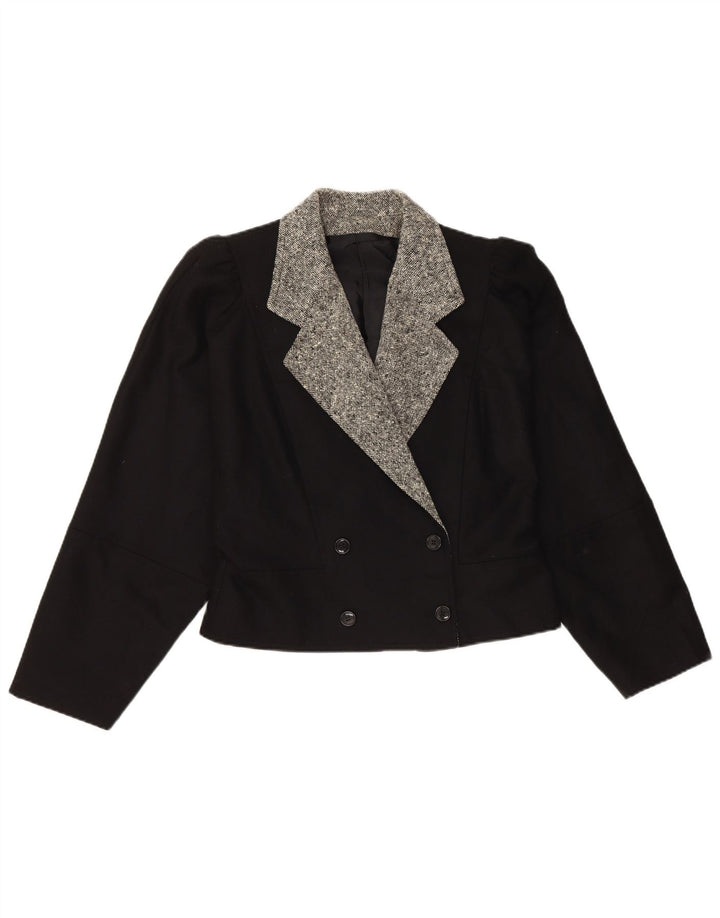 Giacca blazer corta da donna vintage IT 44 color block medio nero