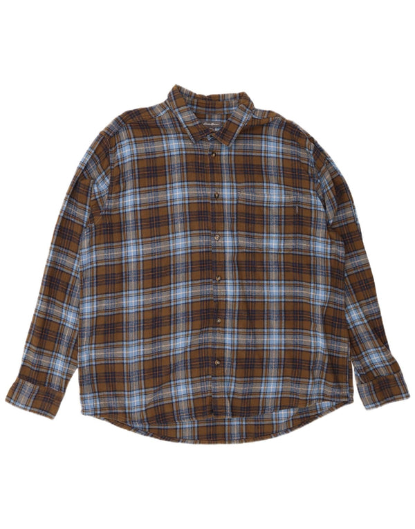 EDDIE BAUER Camicia in flanella da uomo 2XL Cotone scozzese kaki