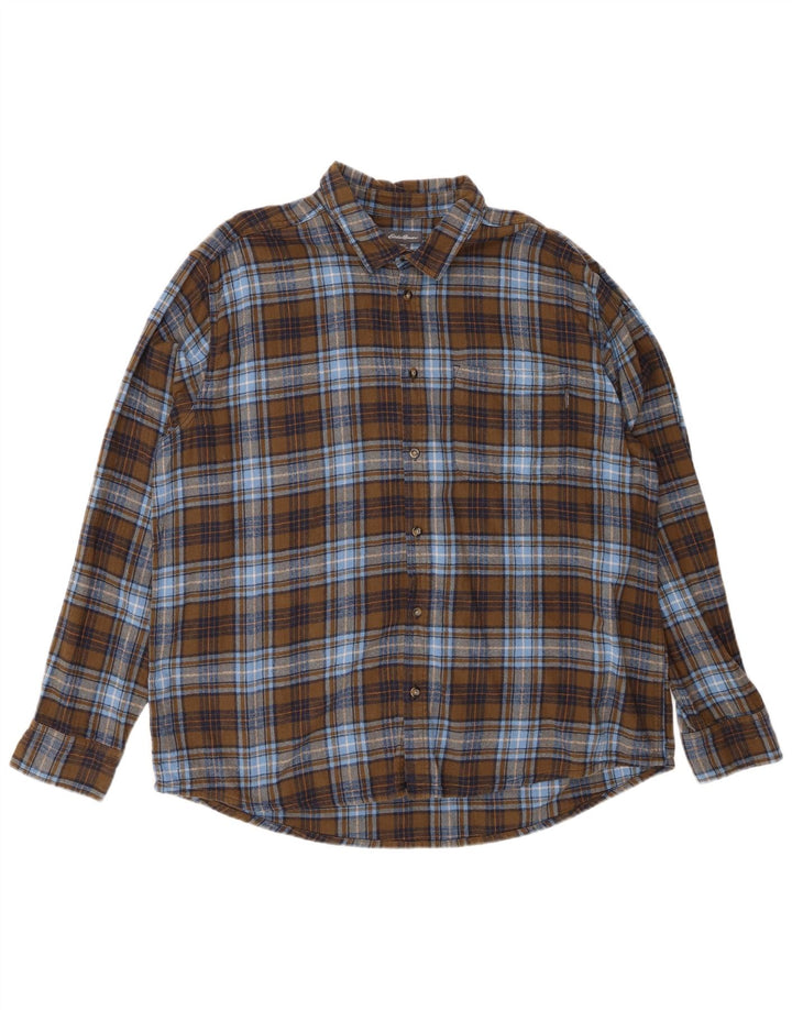 EDDIE BAUER Camicia in flanella da uomo 2XL Cotone scozzese kaki