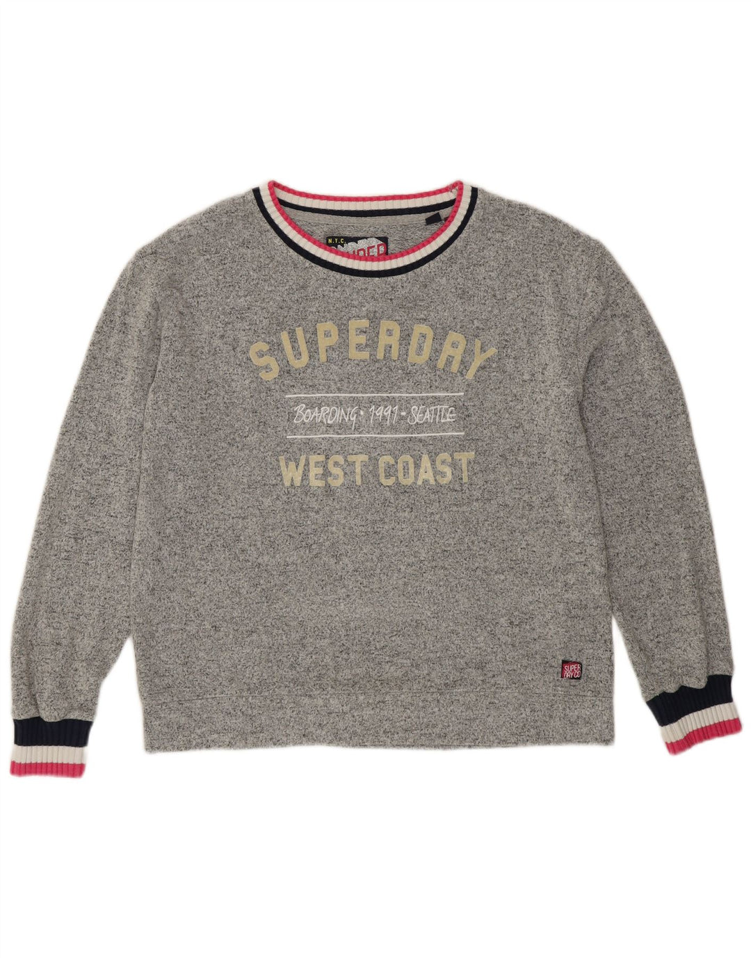 Felpa con grafica da donna SUPERDRY UK 12 Viscosa grigio medio
