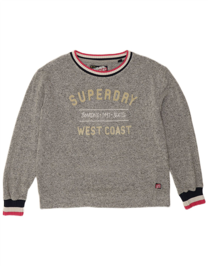Felpa con grafica da donna SUPERDRY UK 12 Viscosa grigio medio