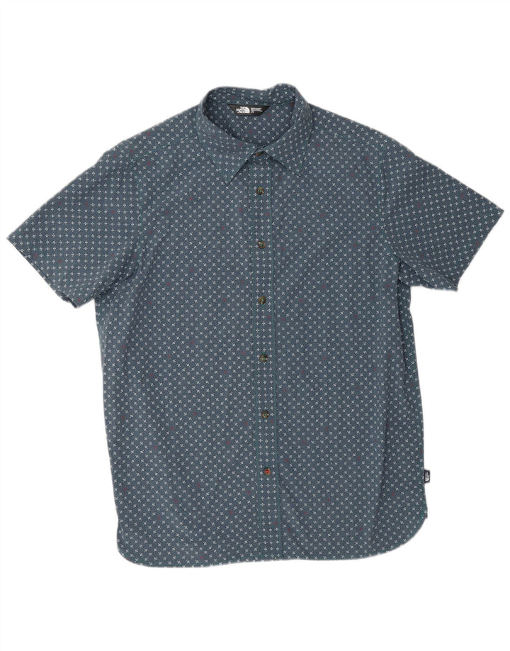 THE NORTH FACE Camicia a maniche corte da uomo Grande poliestere geometrico blu