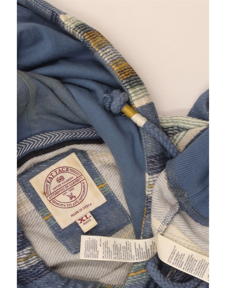 Felpa con cappuccio da uomo Fat Face XL in cotone a righe blu