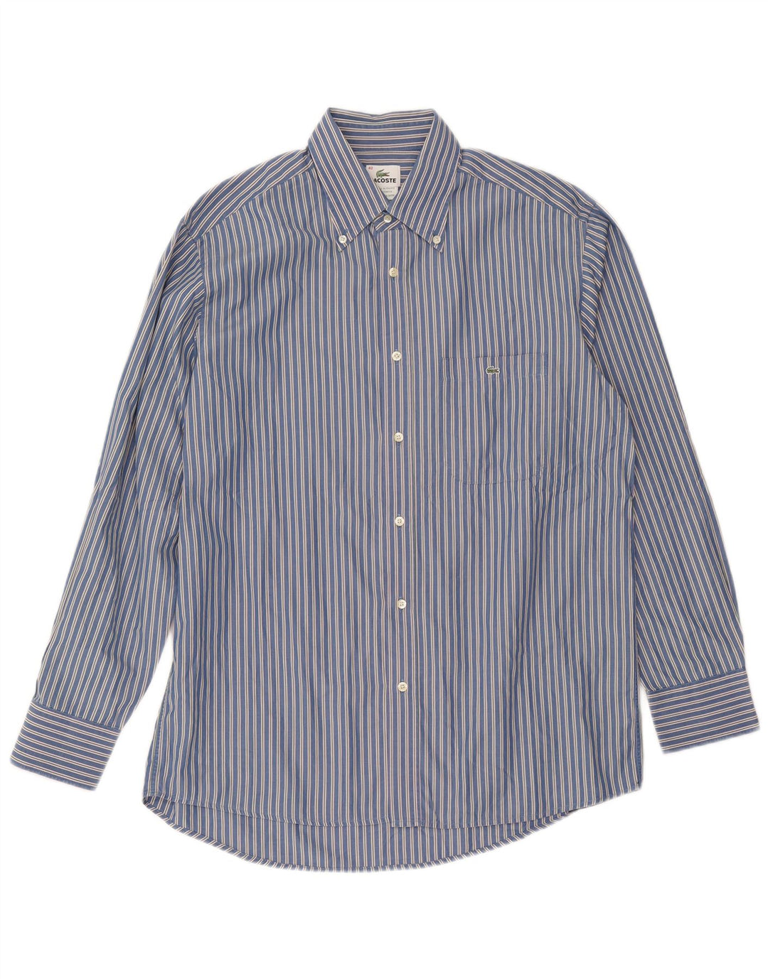 Camicia da uomo LACOSTE taglia 42 grande cotone a righe blu