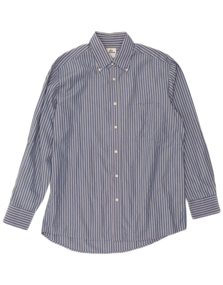 Camicia da uomo LACOSTE taglia 42 grande cotone a righe blu