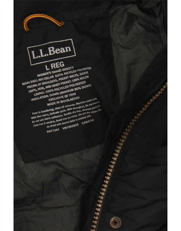 Giacca imbottita con cappuccio da donna L.L.Bean UK 16 grande poliestere grigio