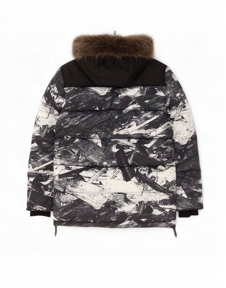 Giacca da sci da uomo con cappuccio Superdry UK 42 XL Poliestere nero geometrico