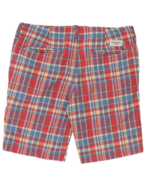 Pantaloncini chino da uomo Abercrombie & Fitch W32 cotone a quadri multicolore medio