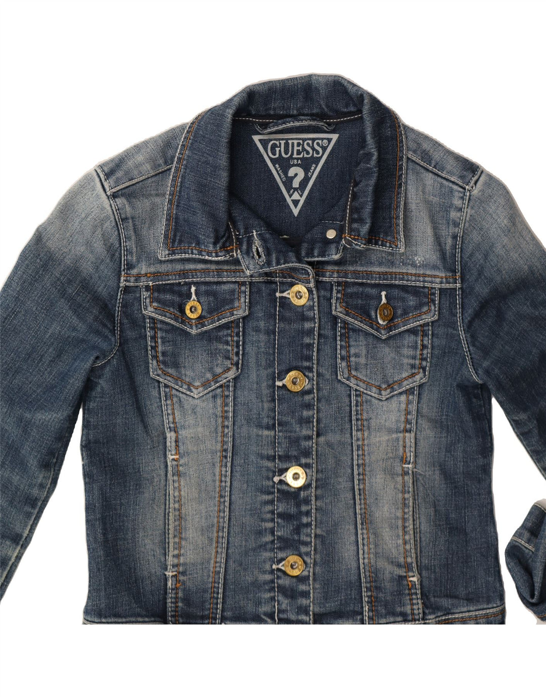 GUESS Girls Denim Jacket 7-8 Years Blue Vintage Guess and Second-Hand Guess from Messina Hembry 