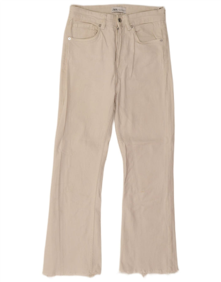 Jeans bootcut dritti da donna Zara EU 38 Small W28 L26 cotone bianco sporco