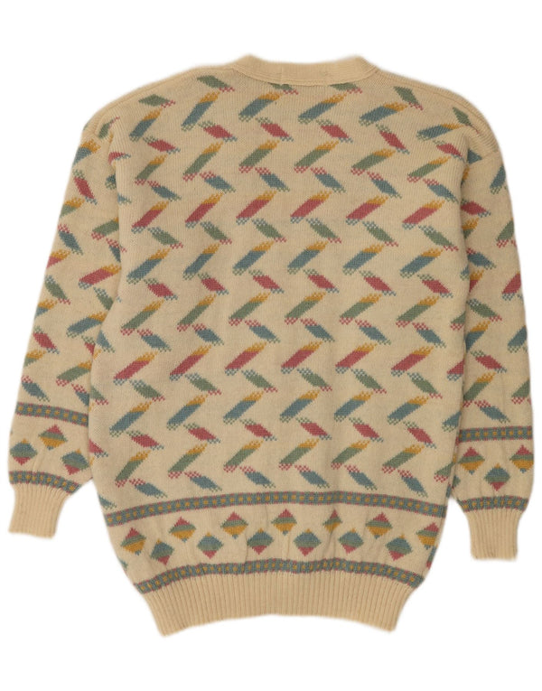 Tulchan Womens Cardigan Sweater UK 16 Large Beige Geometric New Wool