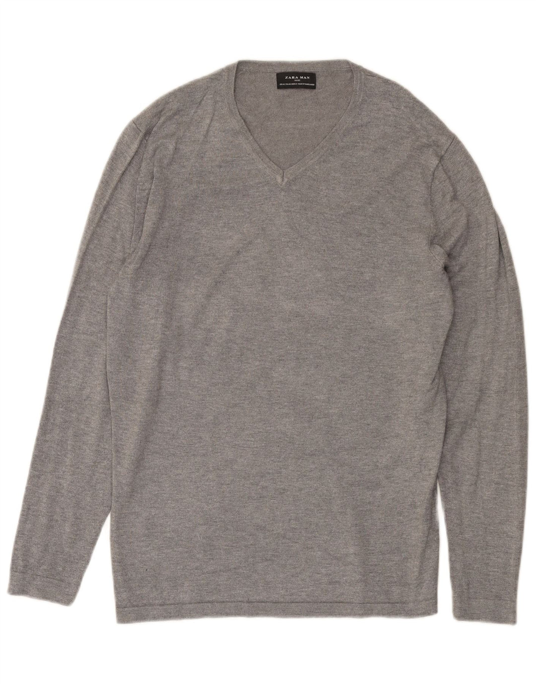 Maglione Zara da uomo con scollo a V grigio medio screziato