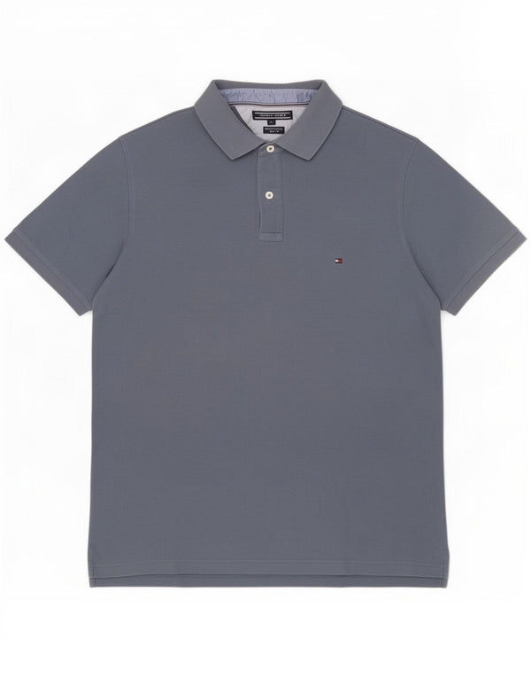Polo slim fit da uomo Tommy Hilfiger XL in cotone blu
