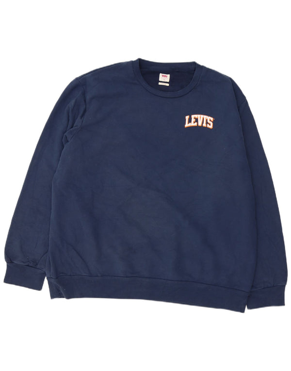 LEVI'S Felpa da uomo con vestibilità standard, maglione XL, cotone blu navy