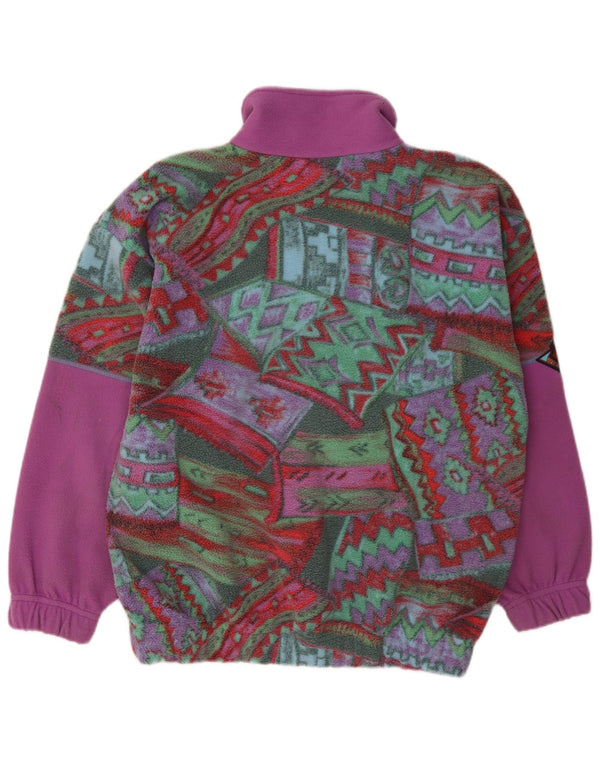 Maglione in pile grafico da sci da donna Santo Stefano UK 16 grande rosa geometrico
