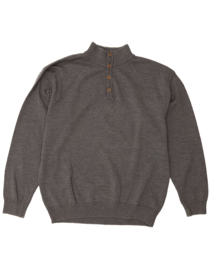 Maglione da uomo Sea & Sky con bottoni e collo grande in lana grigia