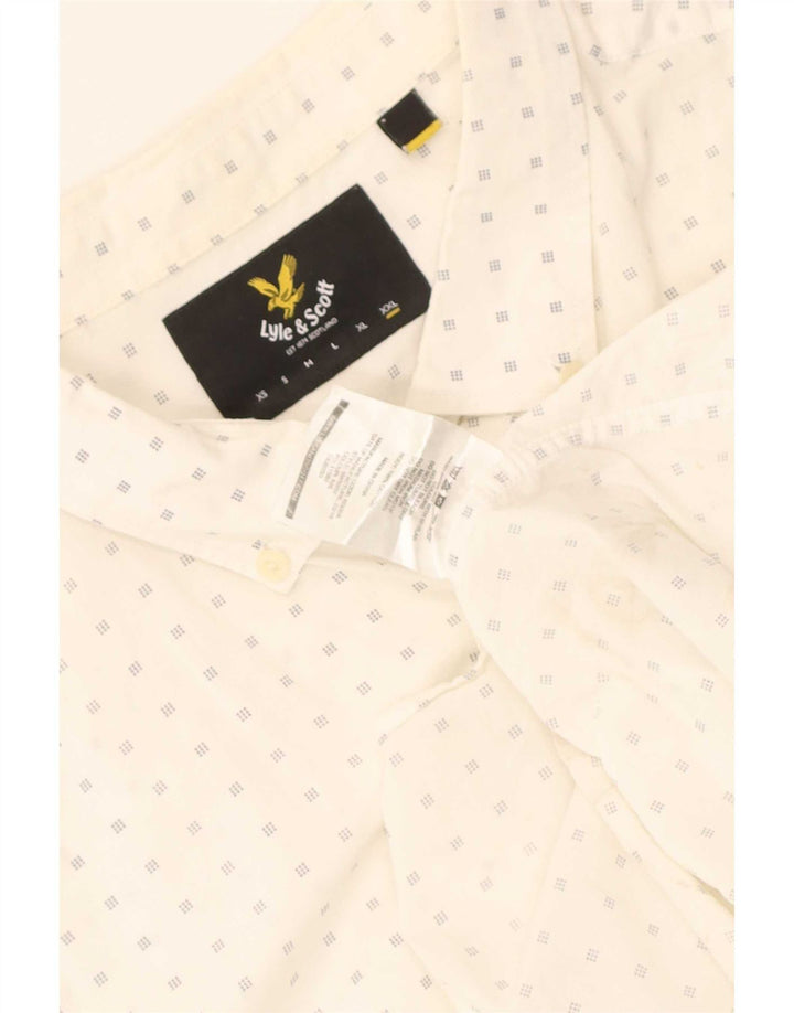 Camicia a maniche corte da uomo Lyle & Scott 2XL cotone maculato bianco