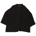 ZARA Maglione Cardigan Aperto Oversize con Maniche a 3/4 da Donna UK 10 Piccolo Nero