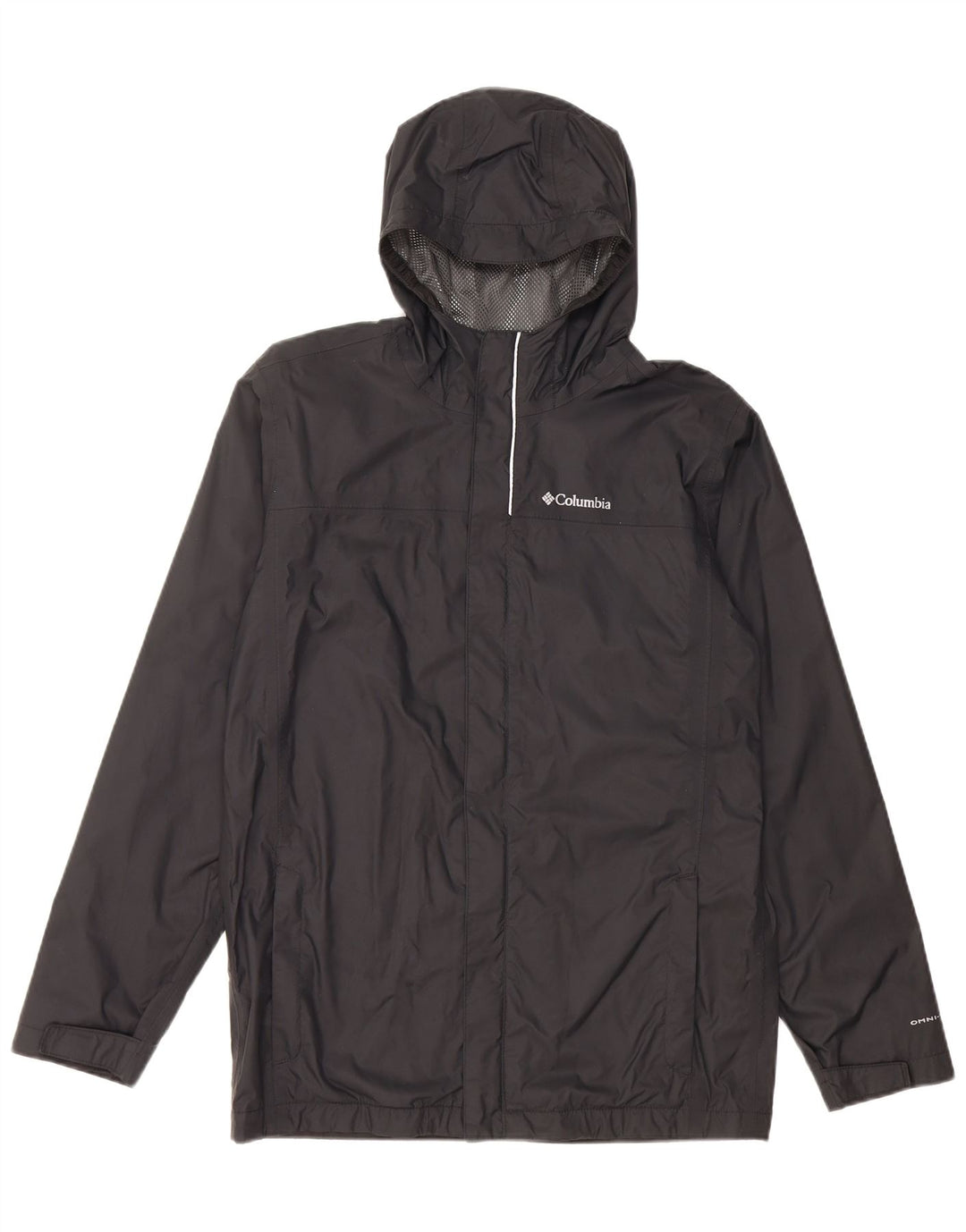 COLUMBIA Mens Omni-Tech Hooded Rain Jacket UK 36 Small Black Polyamide