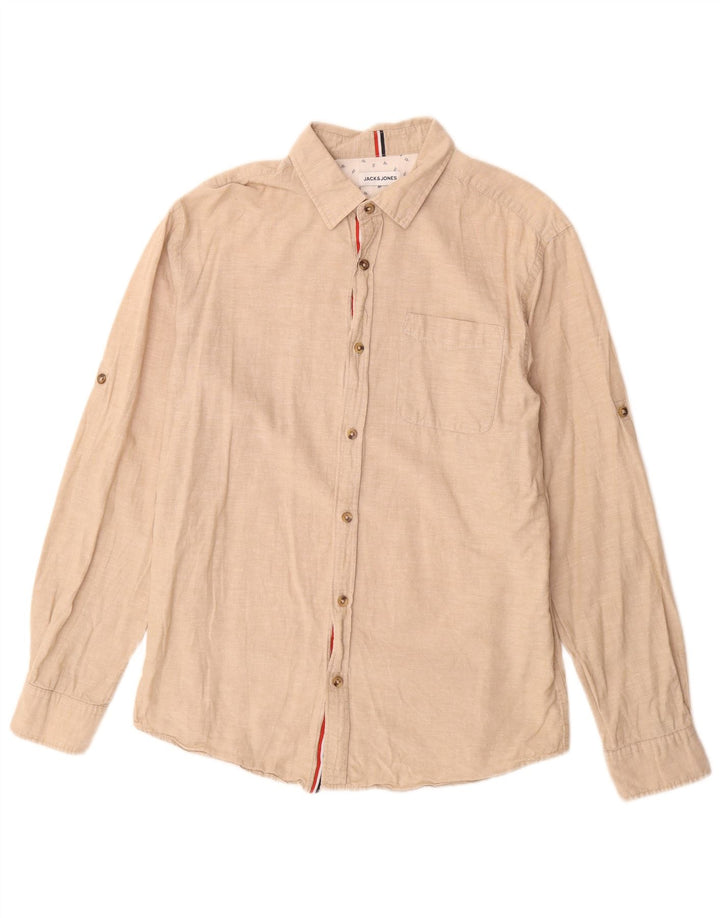 Camicia da uomo Jack & Jones grande in cotone beige