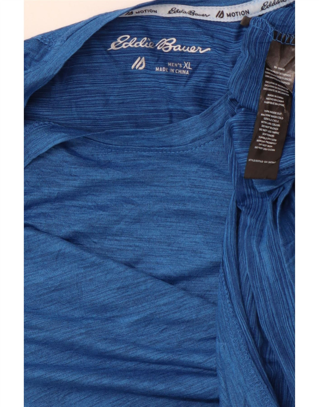 T-shirt da uomo EDDIE BAUER Top XL poliestere chiazzato blu