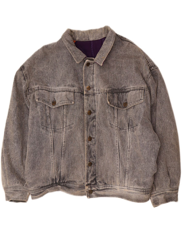 CHIUSO Giacca di jeans oversize da donna UK 14 Large Grigio